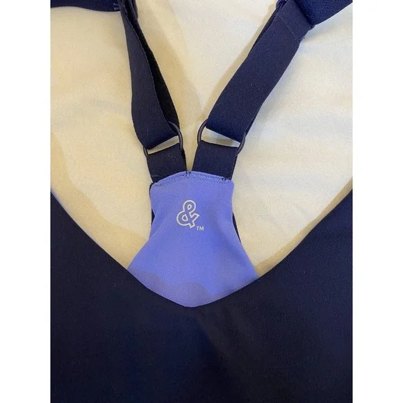Love & Sports Navy Blue Reversible Adjustable Halter Sports Bra - New - Picture 7 of 12